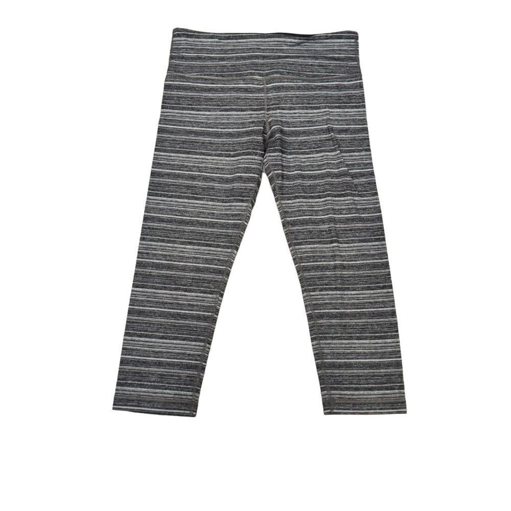 EUC Lululemon small Cropped Leggings gray striped poss Wunder Under sz 6